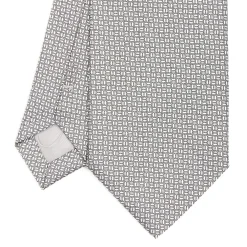 CRAVATTA CERIMONIA IN SETA JACQUARD GRIGIO CHIARO Microfantasia geometrica
