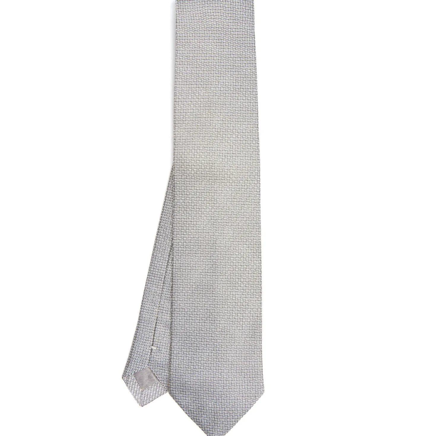 CRAVATTA CERIMONIA IN SETA JACQUARD GRIGIO CHIARO Microfantasia geometrica