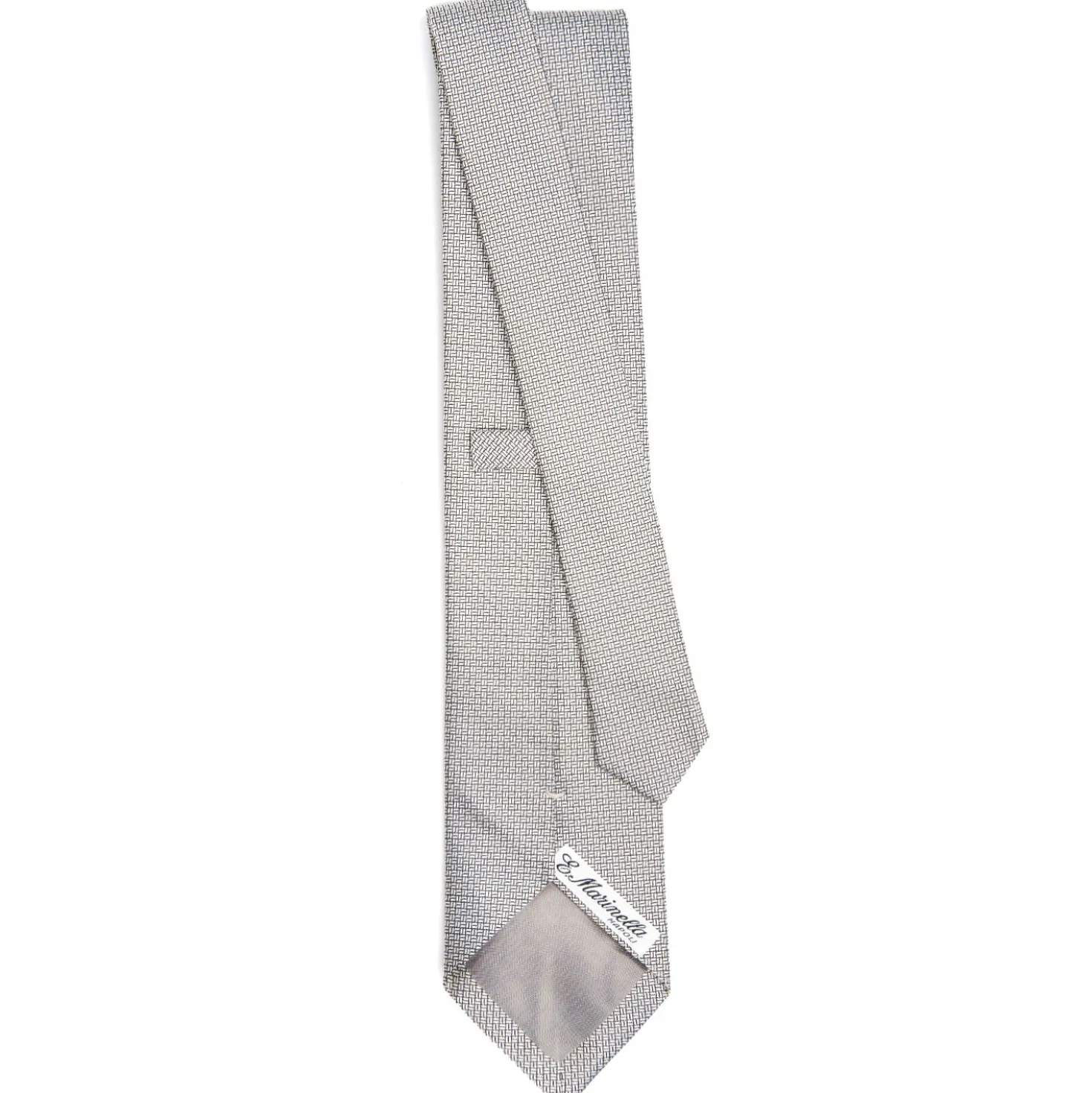 CRAVATTA CERIMONIA IN SETA JACQUARD GRIGIO CHIARO Microfantasia geometrica
