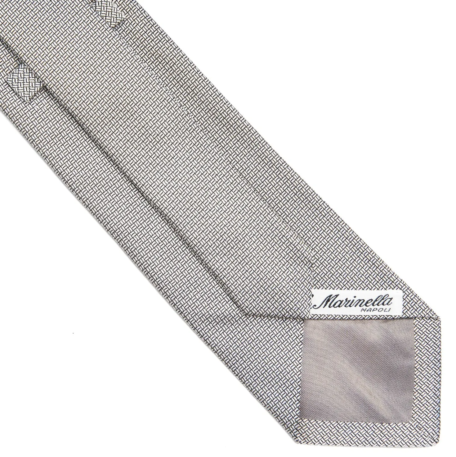 CRAVATTA CERIMONIA IN SETA JACQUARD GRIGIO CHIARO Microfantasia geometrica