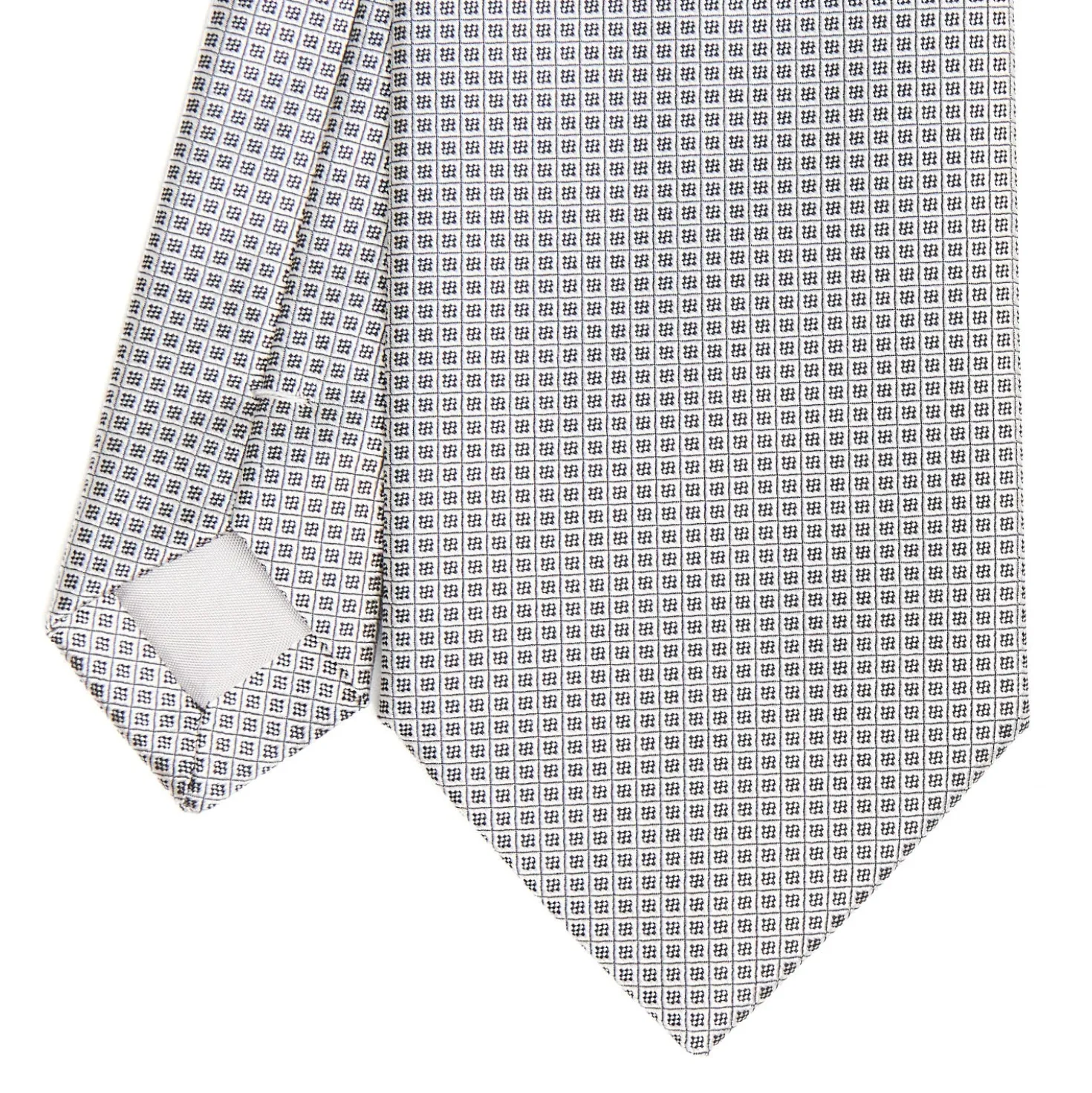 CRAVATTA CERIMONIA IN SETA JACQUARD GRIGIO CHIARO Microfantasia geometrica