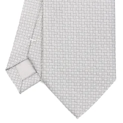 CRAVATTA CERIMONIA IN SETA JACQUARD GRIGIO CHIARO Microfantasia geometrica