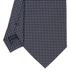 CRAVATTA CERIMONIA IN SETA JACQUARD BLU SCURO Microfanatsia geometrica