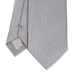 CRAVATTA CERIMONIA IN SETA JACQUARD GRIGIO SCURO Microfantasia geometrica