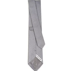 CRAVATTA CERIMONIA IN SETA JACQUARD GRIGIO SCURO Microfantasia geometrica