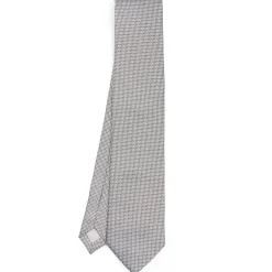 CRAVATTA CERIMONIA IN SETA JACQUARD GRIGIO CHIARO Microfantasia geometrica