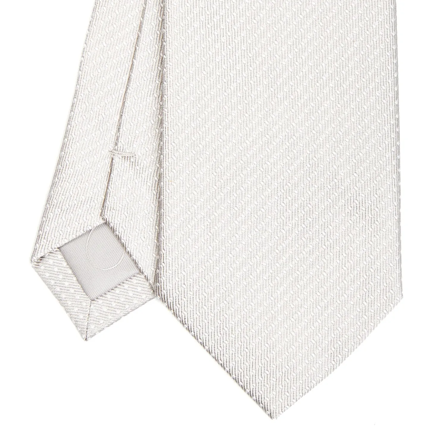 CRAVATTA CERIMONIA IN SETA JACQUARD GRIGIO CHIARO Microfantasia geometrica