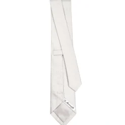 CRAVATTA CERIMONIA IN SETA JACQUARD GRIGIO CHIARO Microfantasia geometrica