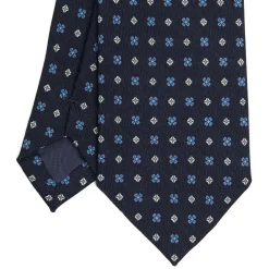 CRAVATTA CLASSICA IN LANA BLU SCURO Microfantasia fiore