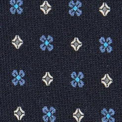 CRAVATTA CLASSICA IN LANA BLU SCURO Microfantasia fiore