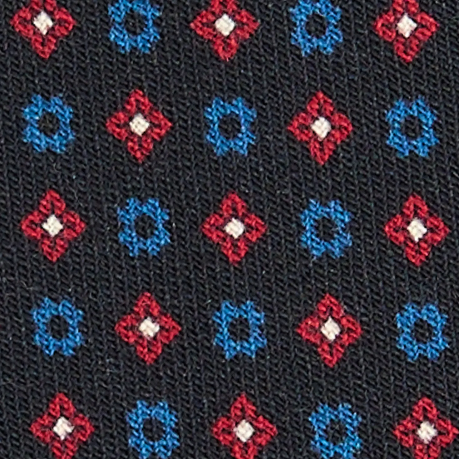 CRAVATTA CLASSICA IN LANA BLU SCURO Microfantasia fiore