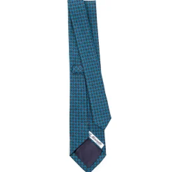 CRAVATTA CLASSICA IN LANA BLU MEDIO Microfantasia fiore