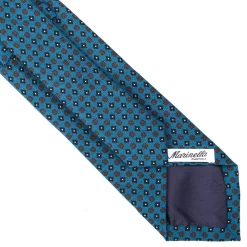 CRAVATTA CLASSICA IN LANA BLU MEDIO Microfantasia fiore