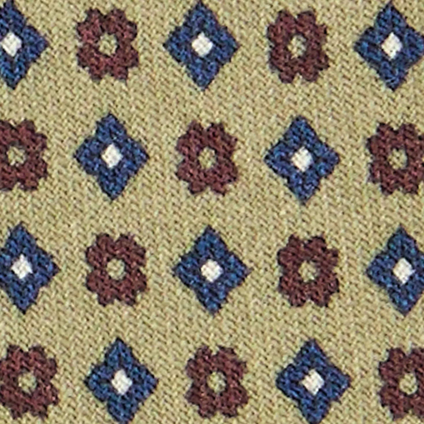 CRAVATTA CLASSICA IN LANA VERDE OLIVA Microfantasia fiore
