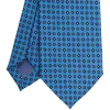 CRAVATTA CLASSICA IN LANA AZZURRA Microfantasia fiore