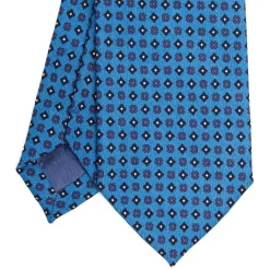 CRAVATTA CLASSICA IN LANA AZZURRA Microfantasia fiore