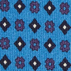 CRAVATTA CLASSICA IN LANA AZZURRA Microfantasia fiore