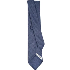 CRAVATTA CLASSICA IN LANA SFODERATA BLU Pied de poule