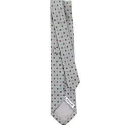 CRAVATTA CLASSICA IN LANA GRIGIO CHIARO Microfantasia fiore