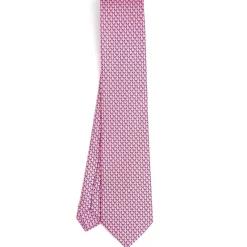 CRAVATTA CLASSICA IN SETA ROSA Microfantasia m geometrica