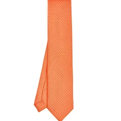 CRAVATTA DONNA IN SETA STAMPATA ARANCIONE Micorfantasia m geometrica