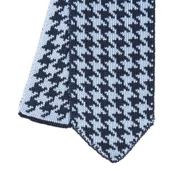CRAVATTA DONNA TRICOT IN SETA AZZURRA Pied de poule