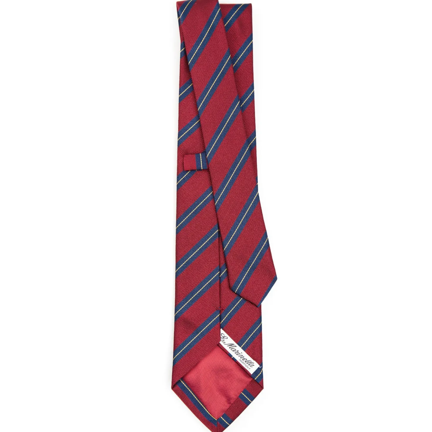 CRAVATTA REGIMENTAL IN SETA BORDEAUX Righe blu e beige