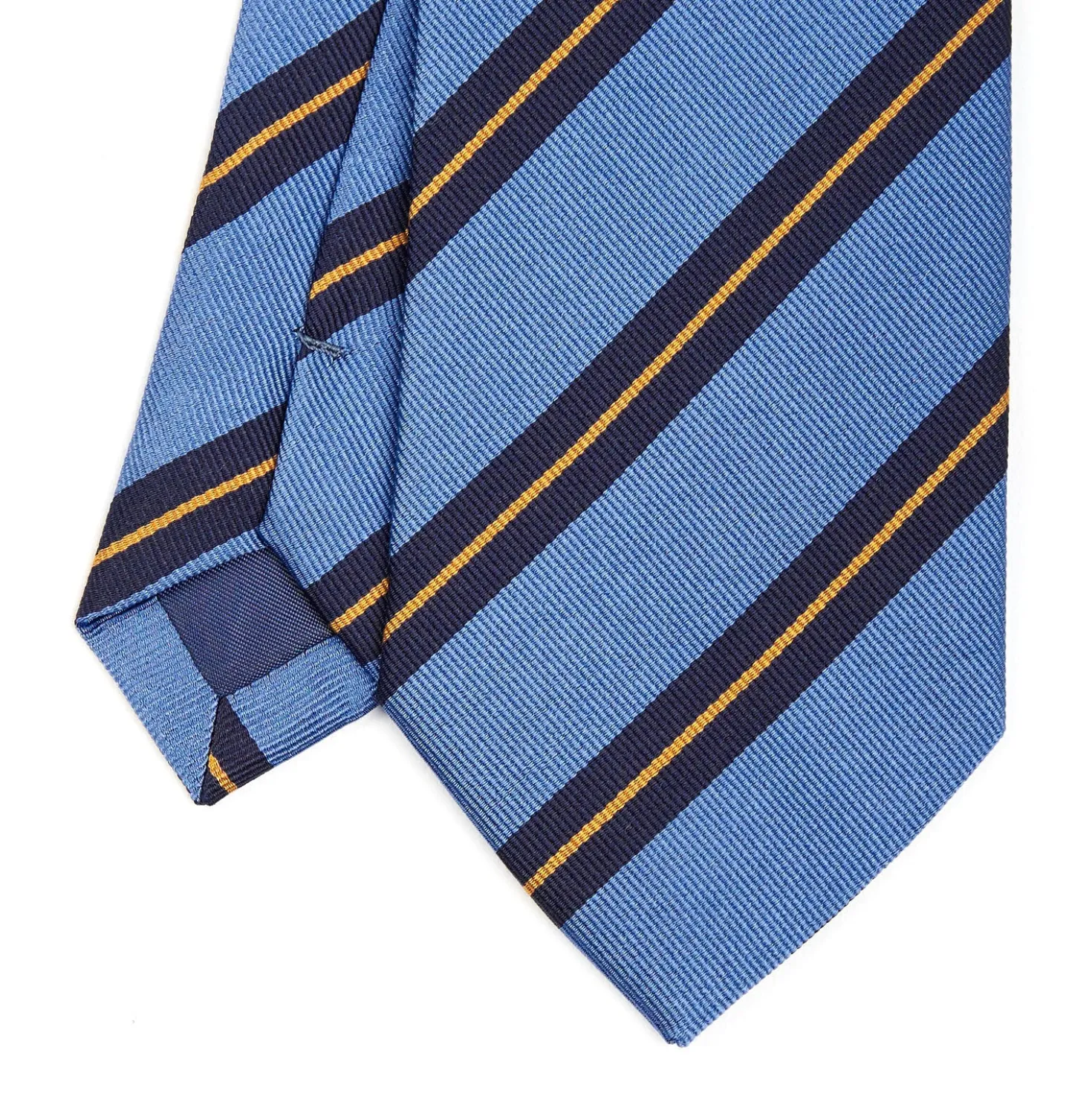 CRAVATTA REGIMENTAL IN SETA AZZURRO POLVERE Righe blu