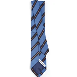 CRAVATTA REGIMENTAL IN SETA AZZURRO POLVERE Righe blu