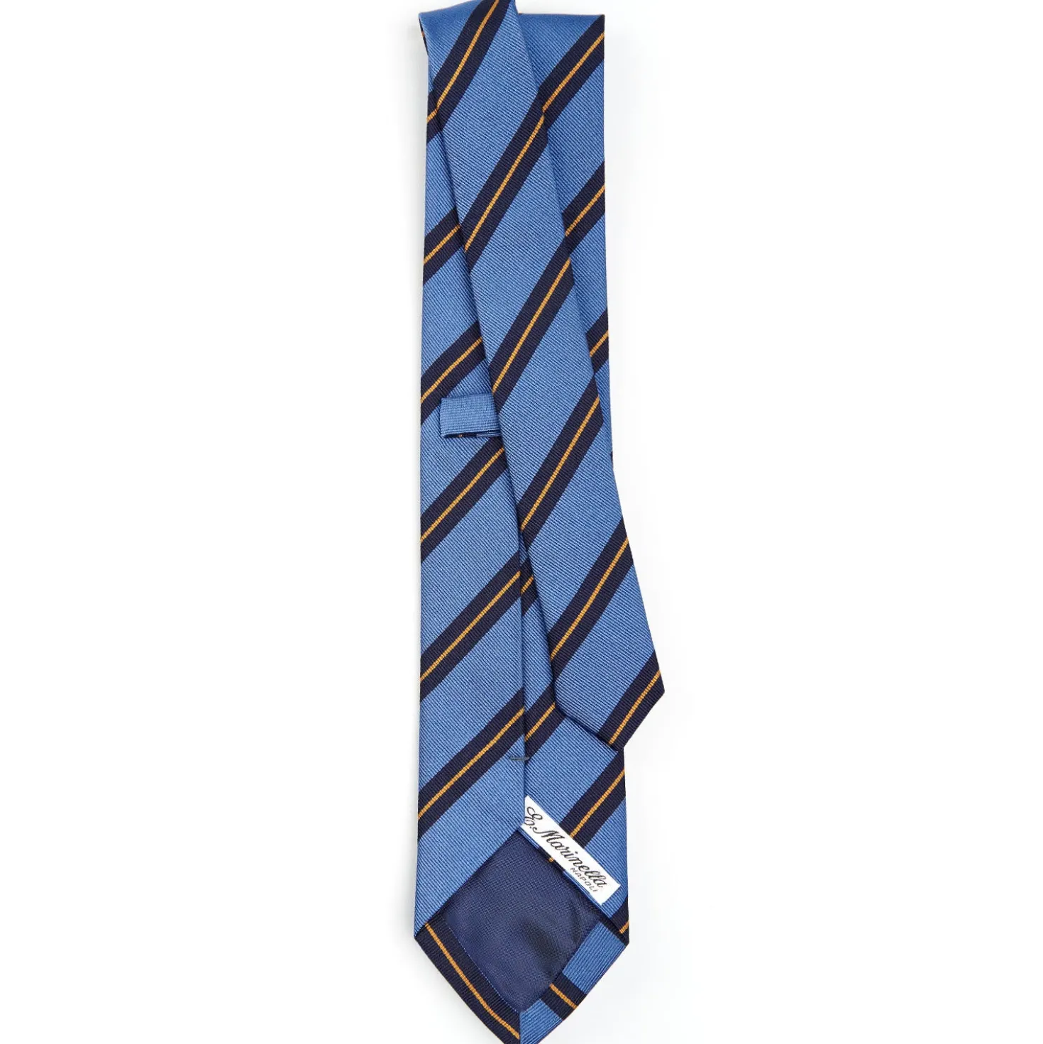 CRAVATTA REGIMENTAL IN SETA AZZURRO POLVERE Righe blu