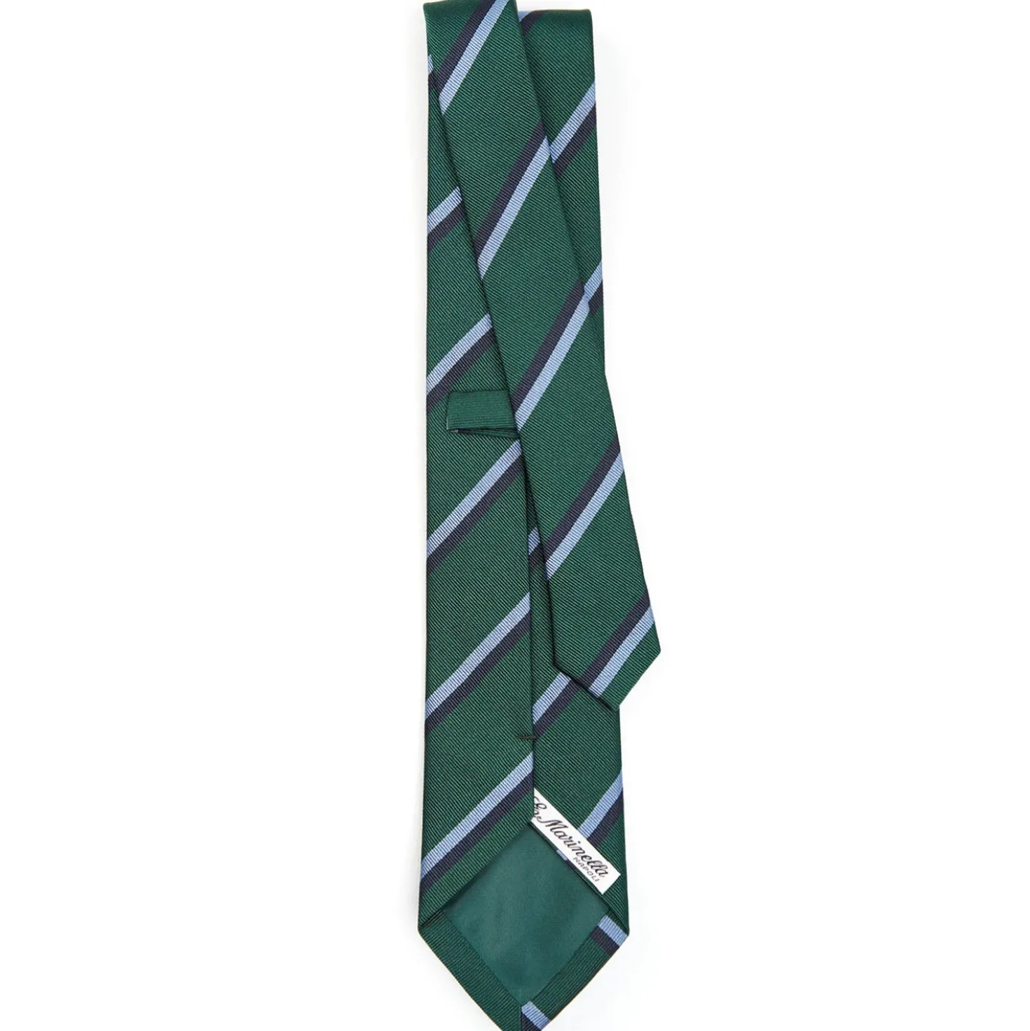 CRAVATTA REGIMENTAL IN SETA VERDE SCURO Righe blue e azzurre