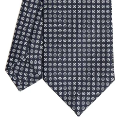CRAVATTA SARTOIRALE CLASSICA IN SETA BLU SCURO Microfantasia fiore