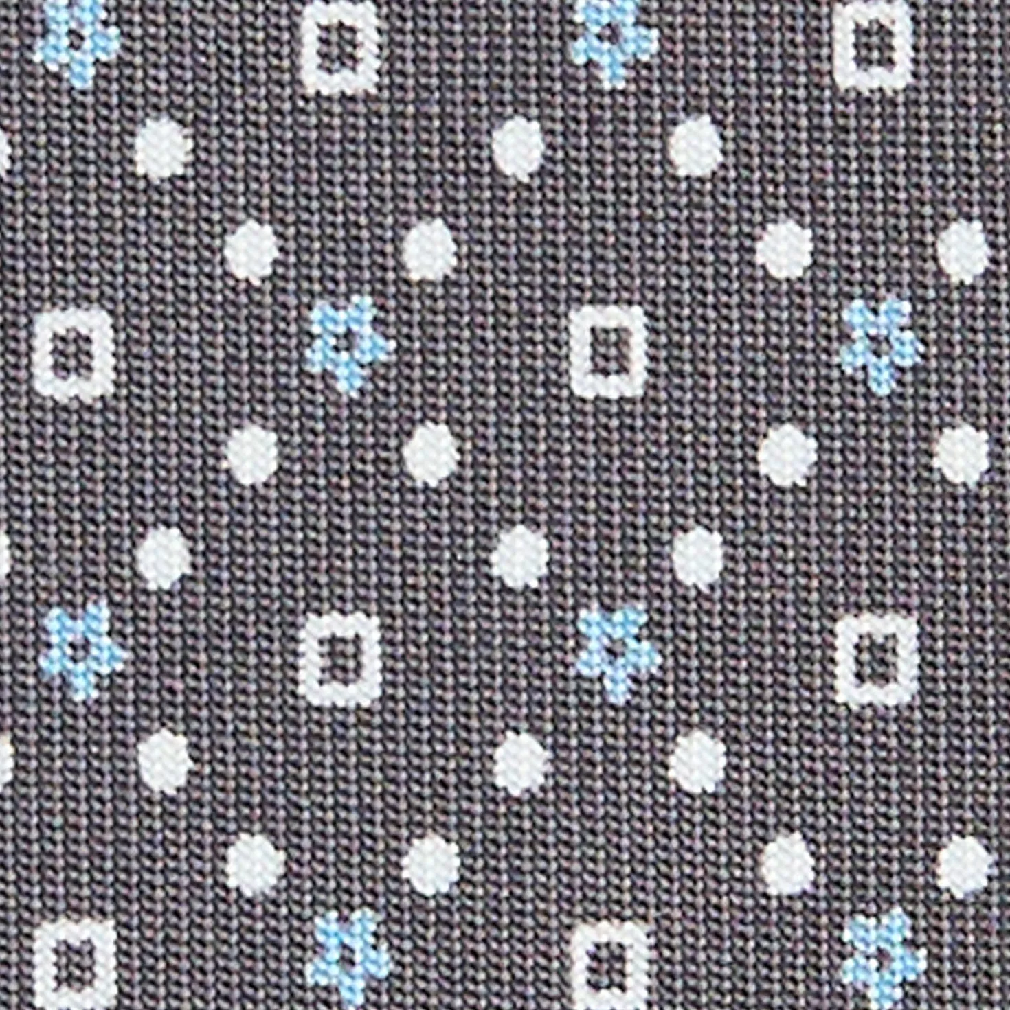 CRAVATTA SARTORIALE 7 CM IN SETA GRIGIO SCURO Microfantasia fiore