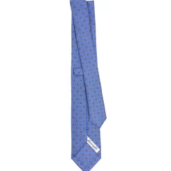 CRAVATTA SARTORIALE 7 CM IN SETA AZZURRO POLVERE Microfantasia fiore