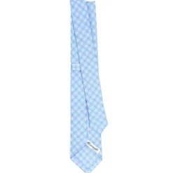 CRAVATTA SARTORIALE 7 CM IN SETA AZZURRA Microfantasia fiore