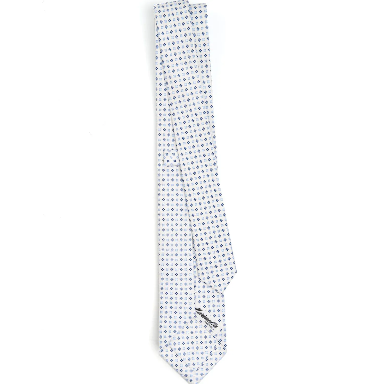 CRAVATTA SARTORIALE 7 CM IN SETA BIANCA Microfantasia fiore