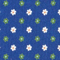 CRAVATTA SARTORIALE 7 CM IN SETA BLU Microfantasia fiore
