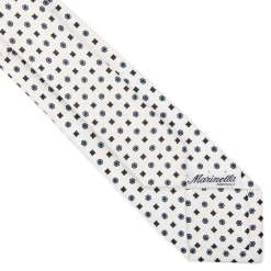 CRAVATTA SARTORIALE 7 CM IN SETA BIANCA Microfantasia fiore