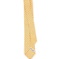 CRAVATTA SARTORIALE 7 CM IN SETA GIALLA Microfantasia fiore