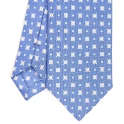 CRAVATTA SARTORIALE 7 CM IN SETA AZZURRO POLVERE Microfantasia fiore