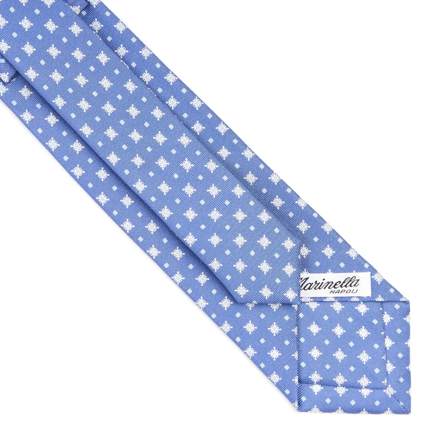 CRAVATTA SARTORIALE 7 CM IN SETA AZZURRO POLVERE Microfantasia fiore