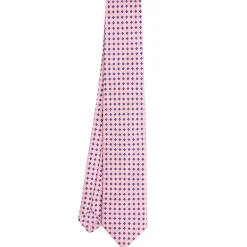 CRAVATTA SARTORIALE 7 CM IN SETA ROSA Microfantasia fiore