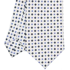 CRAVATTA SARTORIALE 7 CM IN SETA BIANCA Microfantasia fiore