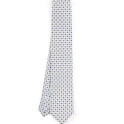 CRAVATTA SARTORIALE 7 CM IN SETA BIANCA Microfantasia fiore