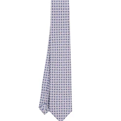 CRAVATTA SARTORIALE 7 CM IN SETA GRIGIO CHIARO Microfantasia fiore