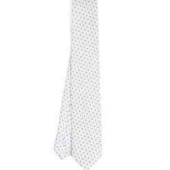 CRAVATTA SARTORIALE 7 CM IN SETA BIANCA Microfantasia fiore