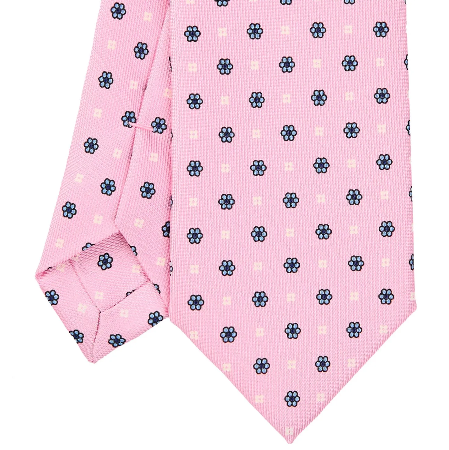 CRAVATTA SARTORIALE 7 CM IN SETA ROSA Microfantasia fiore