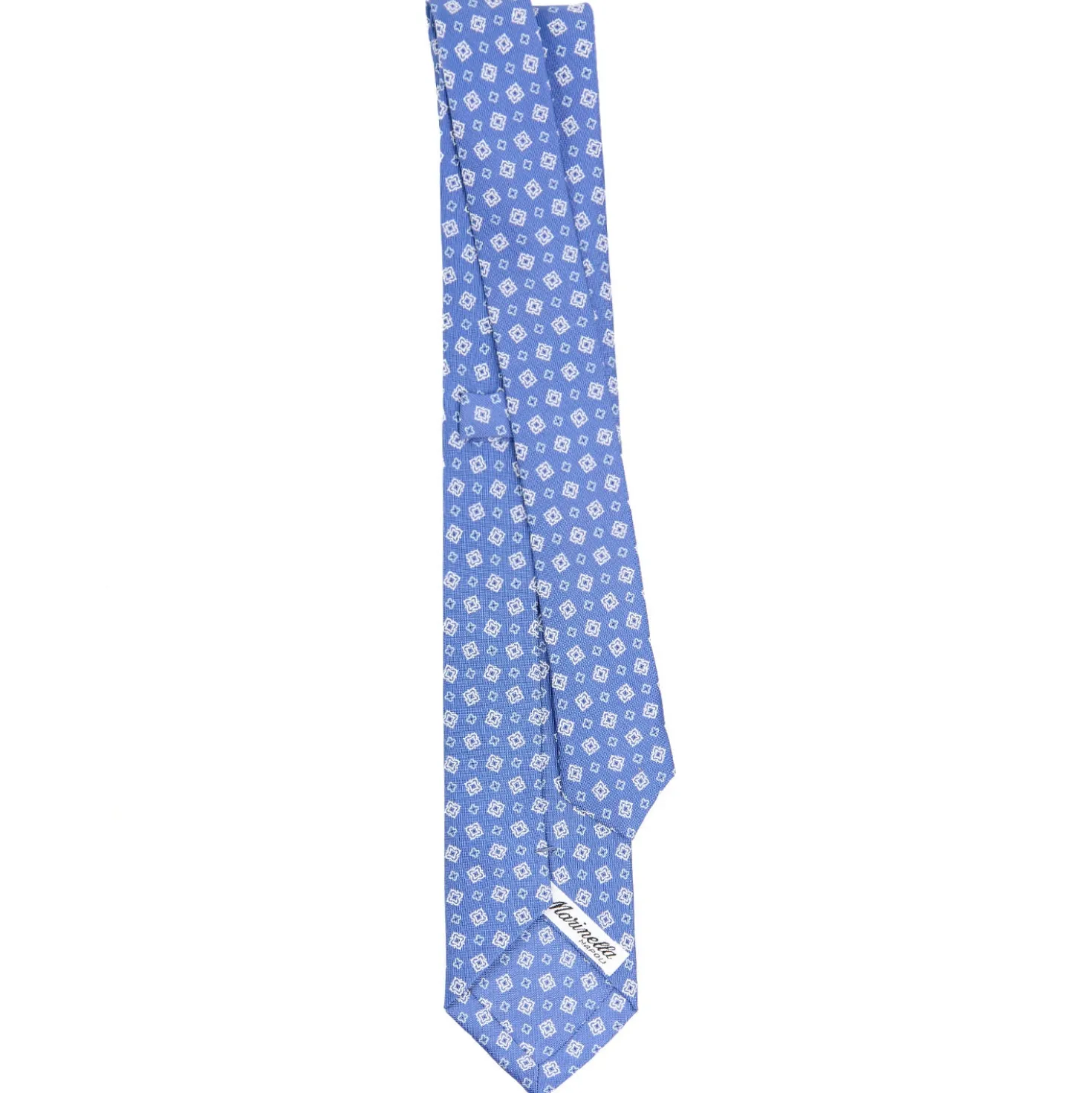 CRAVATTA SARTORIALE 7 CM IN SETA AZZURRO POLVERE Microfantasia fiore