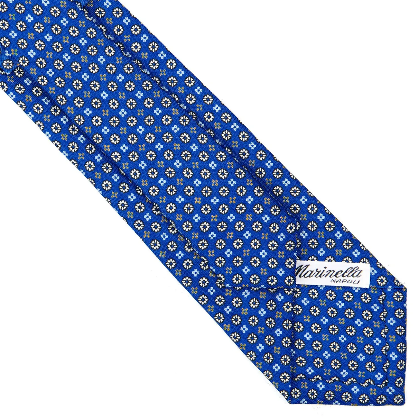 CRAVATTA SARTORIALE 7 CM IN SETA BLU Microfantasia fiore