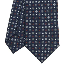 CRAVATTA SARTORIALE 7 CM IN SETA BLU SCURO Microfantasia fiore